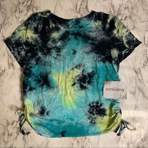 PINK Tie Dye Scrunch Tee - Blue / Green